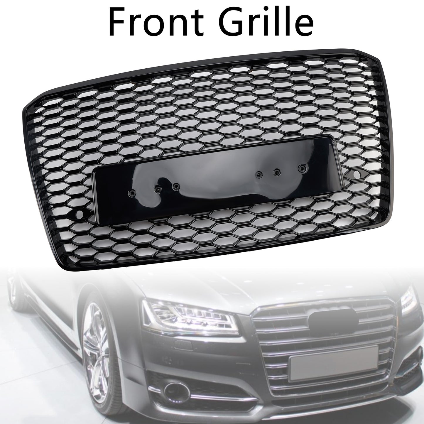 Griglia paraurti anteriore a nido d'ape per Audi A8 S8 RS8 Style 2015-2017 Nera