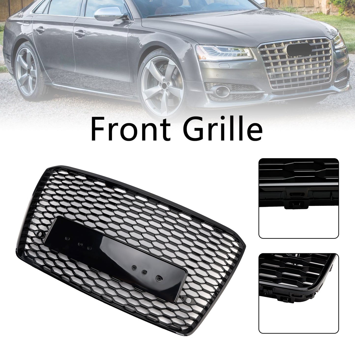Griglia paraurti anteriore a nido d'ape per Audi A8 S8 RS8 Style 2015-2017 Nera