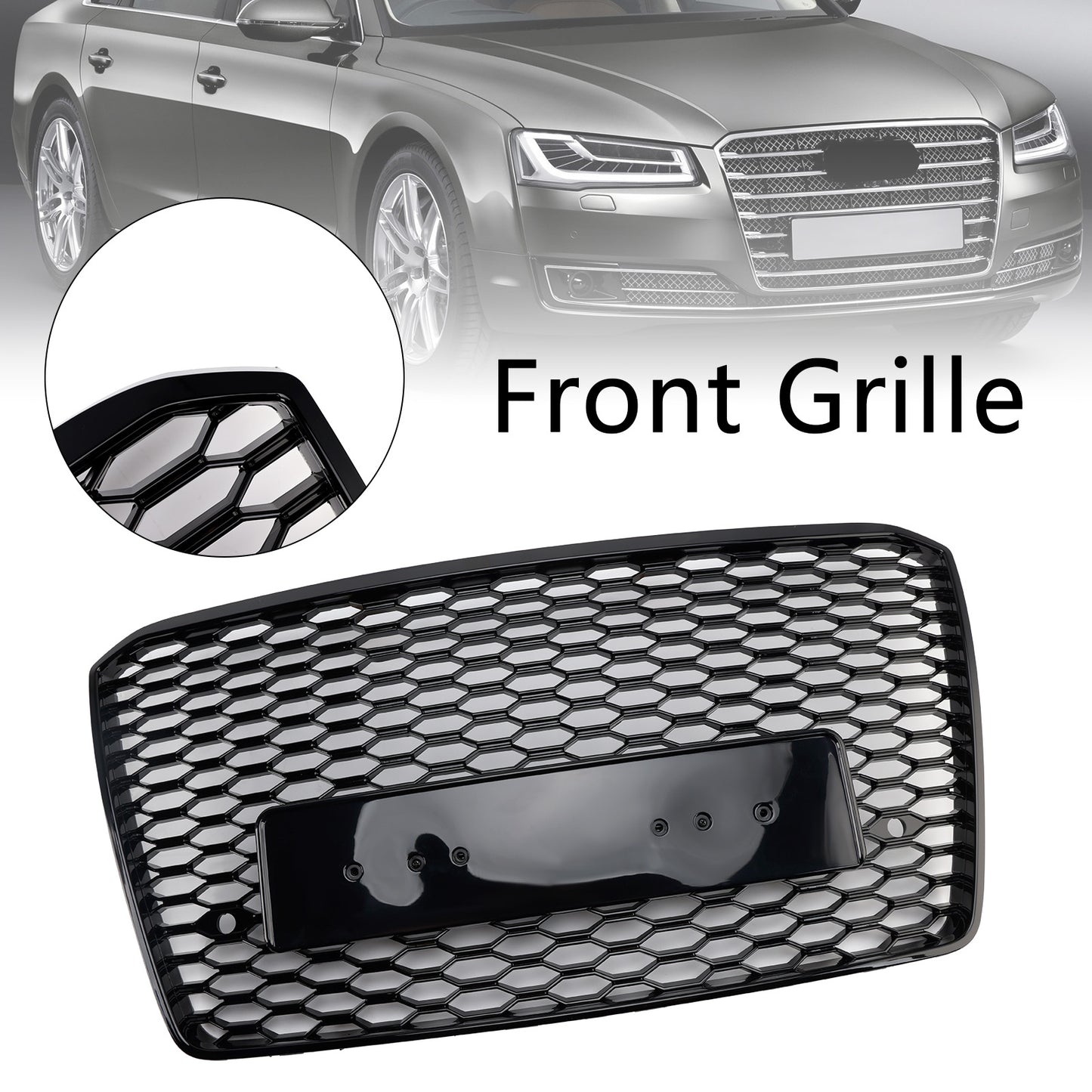 Griglia paraurti anteriore a nido d'ape per Audi A8 S8 RS8 Style 2015-2017 Nera