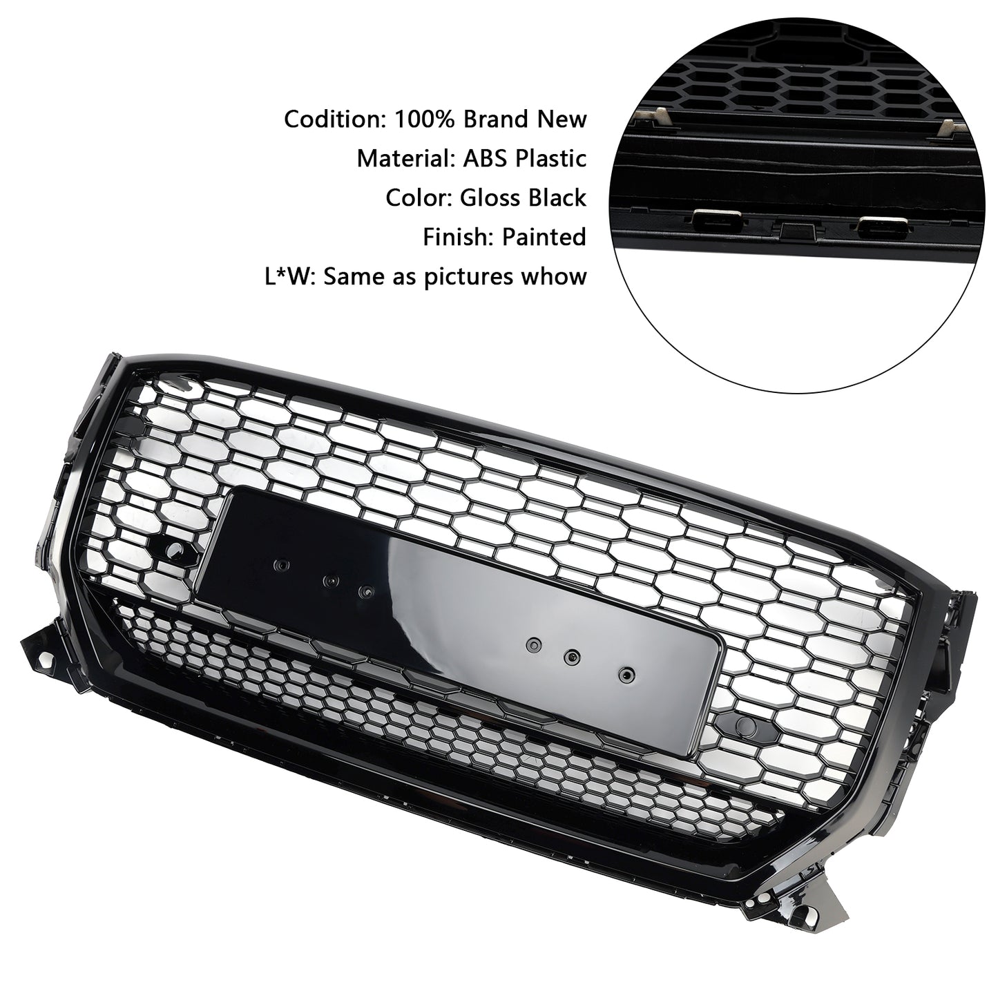 Griglia anteriore a nido d'ape nera lucida Audi Q2 pre-facelift 2016-2020