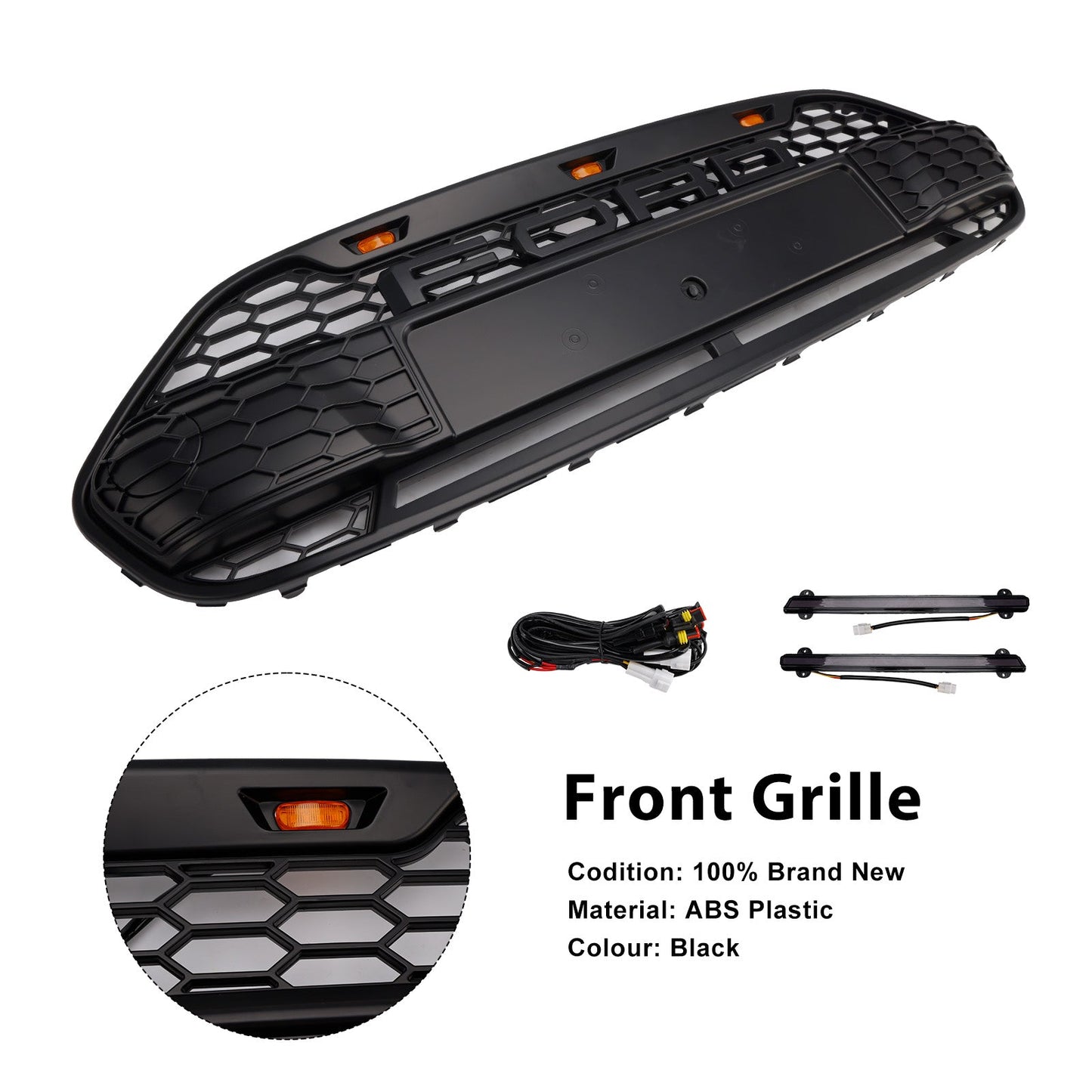 Griglia paraurti anteriore nera Ford Transit Connect 2014-2018 con LED