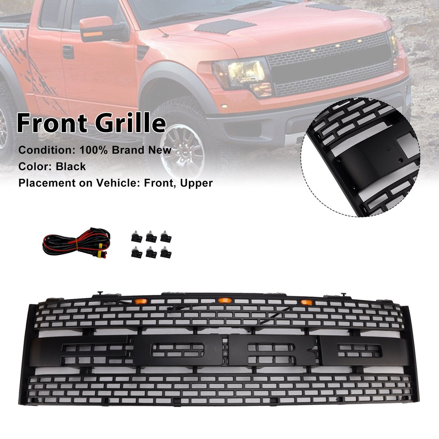 Griglia paraurti anteriore Ford F150 Raptor senza foro per telecamera CL3Z8200DA 2010-2014