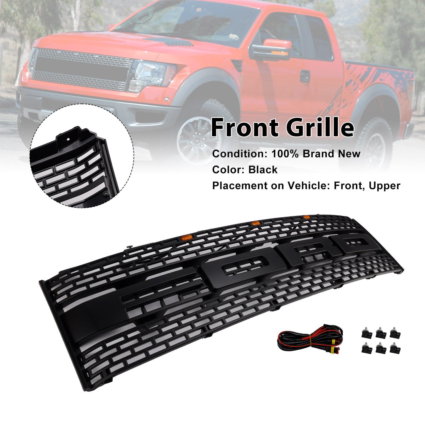 Griglia paraurti anteriore Ford F150 Raptor senza foro per telecamera CL3Z8200DA 2010-2014