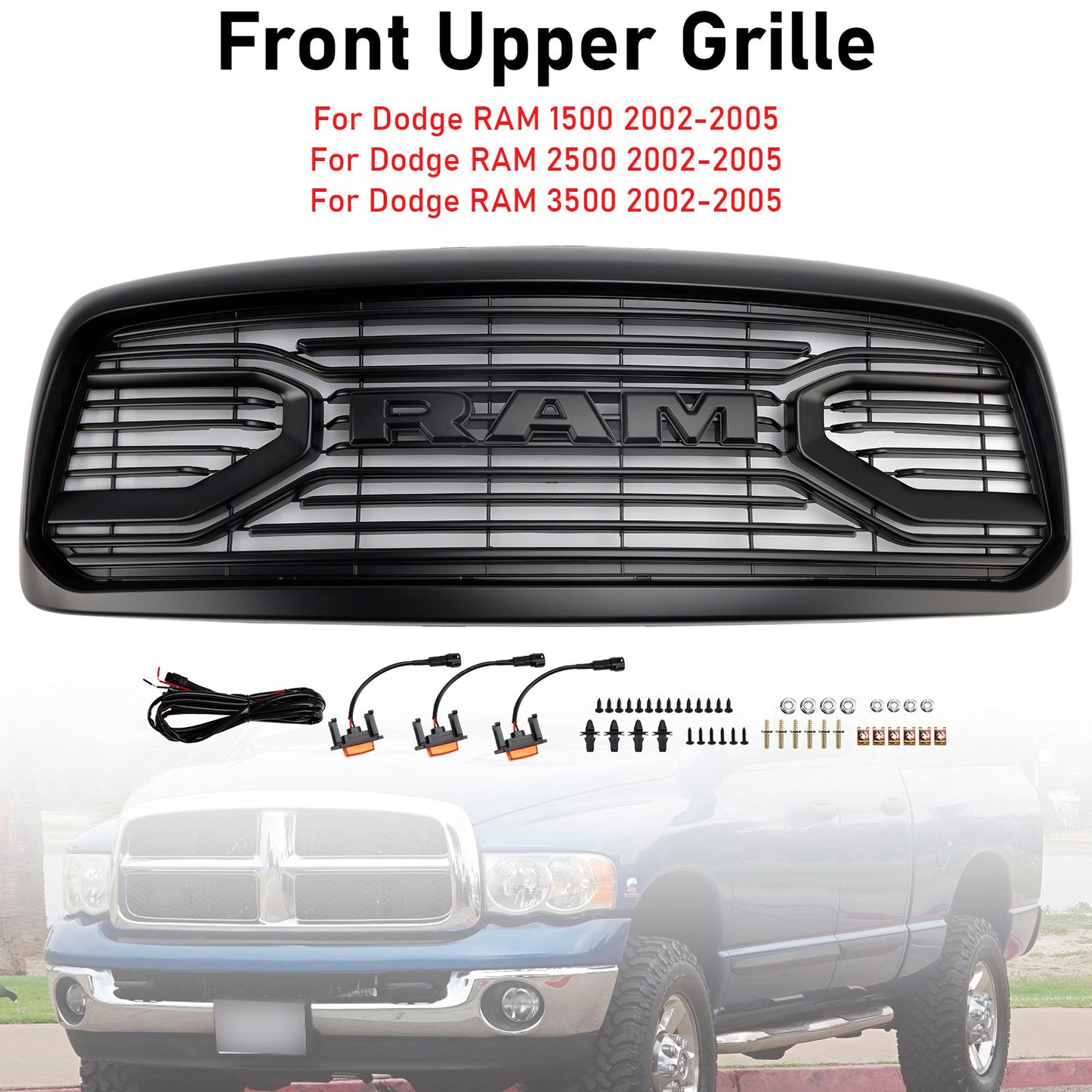 Griglia paraurti anteriore stile Rebel Dodge RAM 1500/2500/3500 2002-2005