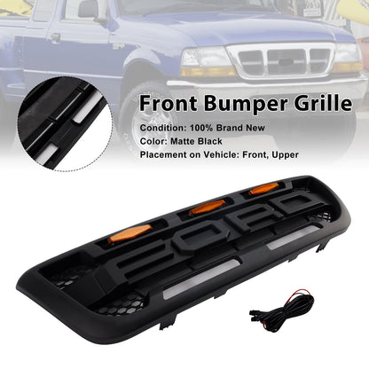 Griglia paraurti anteriore nera opaca Ford Ranger 1998-2000 con luce a LED