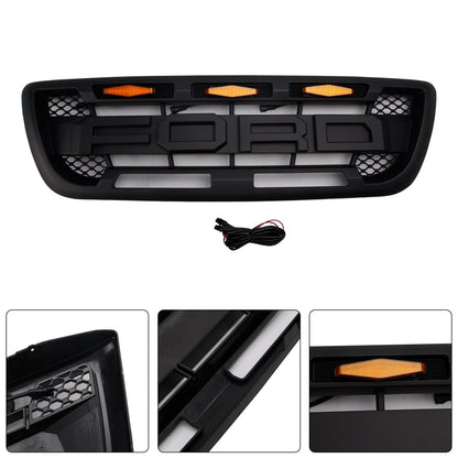 Griglia paraurti anteriore nera opaca Ford Ranger 1998-2000 con luce a LED