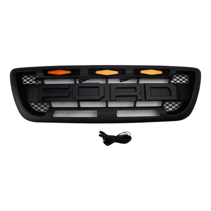Griglia paraurti anteriore nera opaca Ford Ranger 1998-2000 con luce a LED