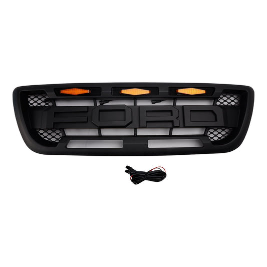 Griglia paraurti anteriore nera opaca Ford Ranger 1998-2000 con luce a LED