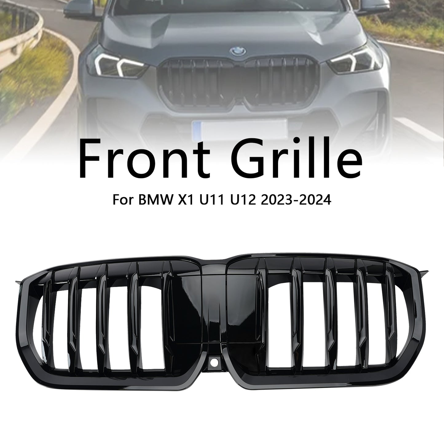 Griglia anteriore a rene per paraurti anteriore BMW X1 U11 U12 2023-2024 nera lucida
