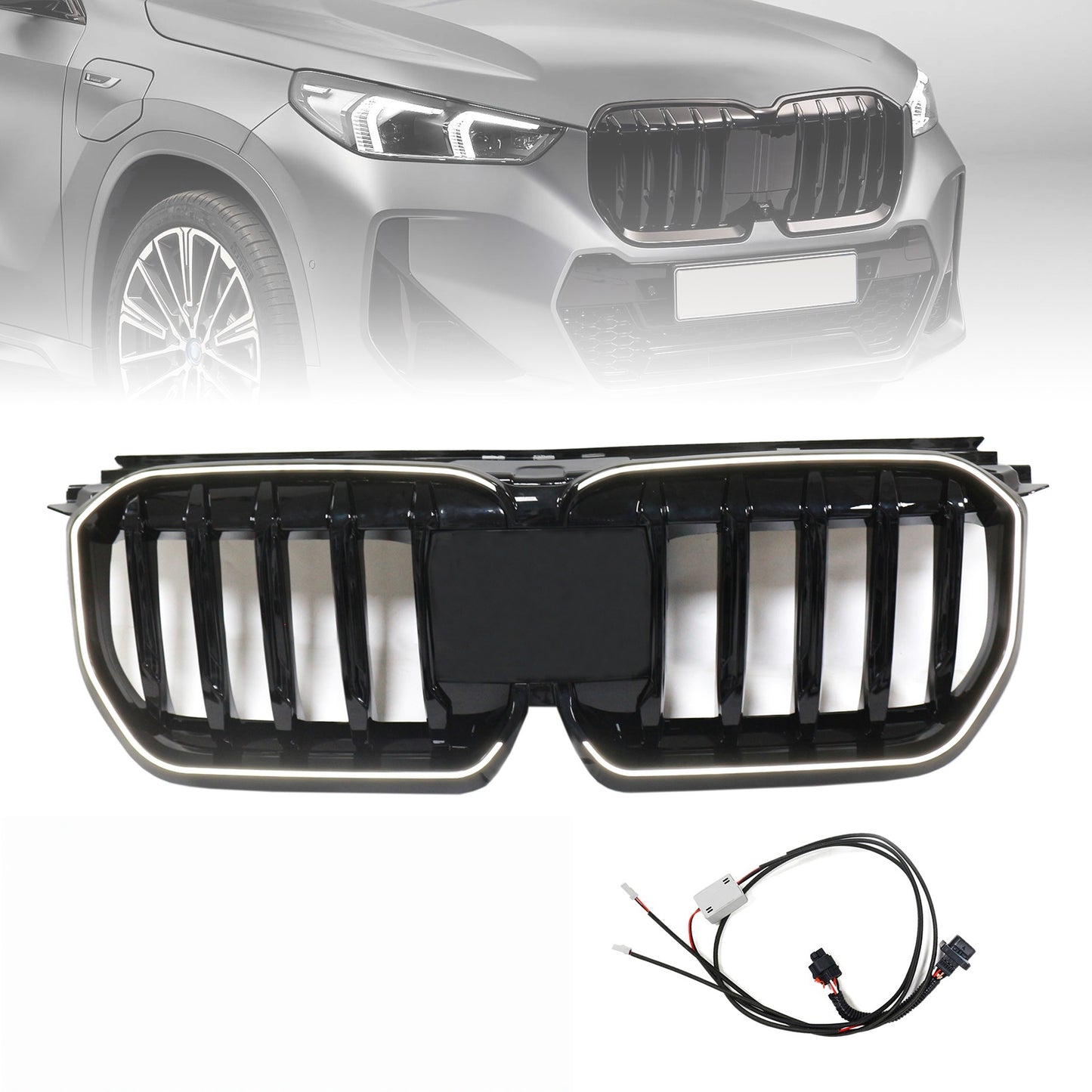 2023-2024 per BMW X1 U11 U12 Grilla a paraurti anteriore nero lucido