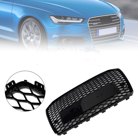 Griglia anteriore a nido d‘ape in stile RS6 per Audi A6 S6 C7 2016-2018, nera