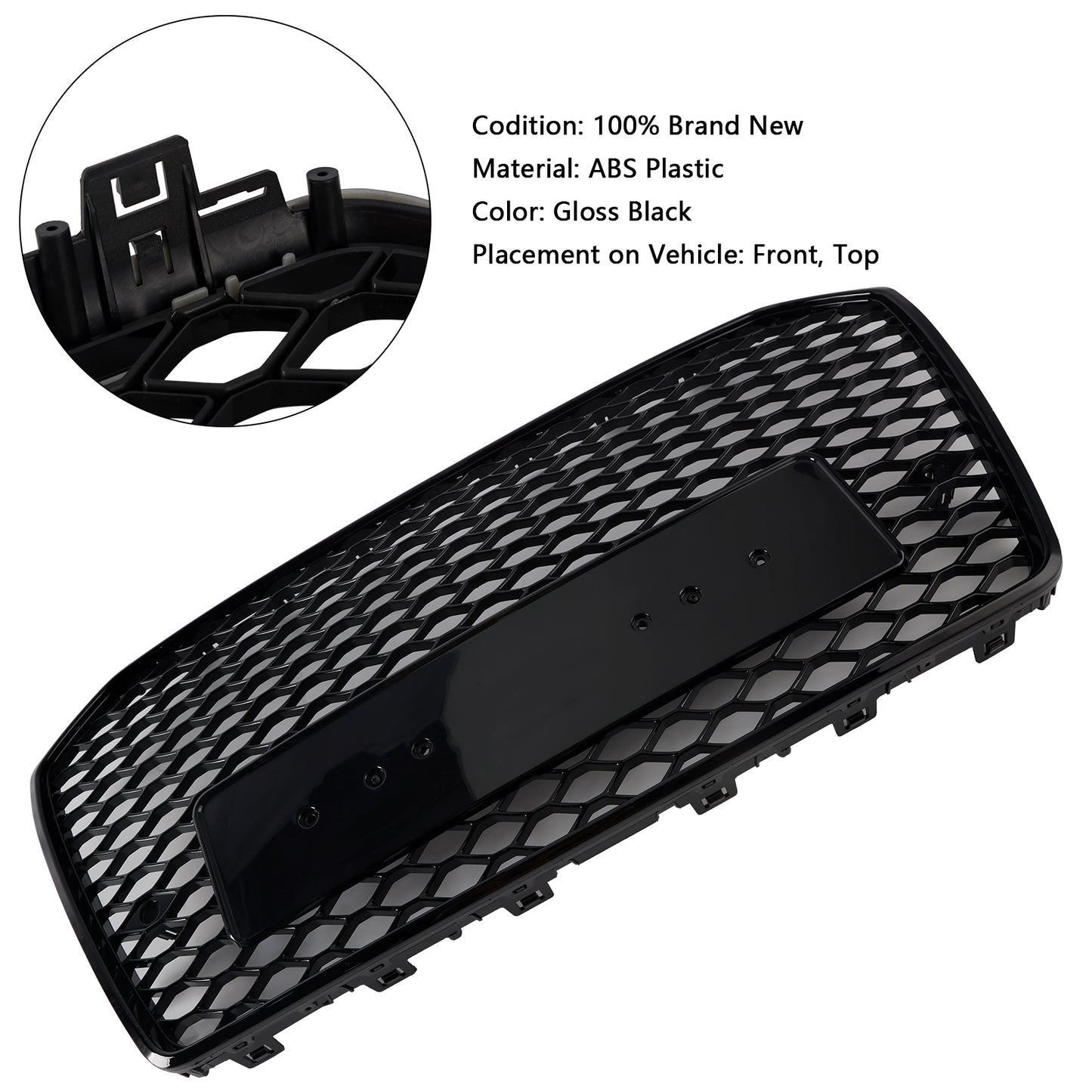 Griglia anteriore a nido d‘ape in stile RS6 per Audi A6 S6 C7 2016-2018, nera