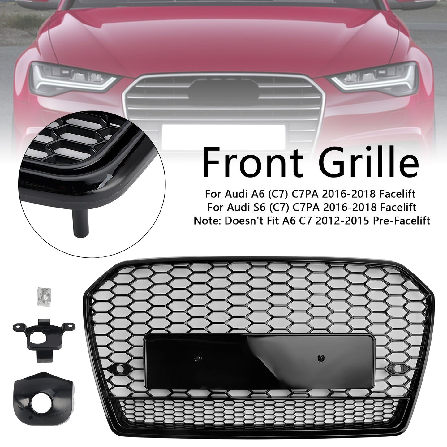 Griglia anteriore a nido d'ape in stile RS6 Audi A6 (C7) C7PA Facelift 2016-2018