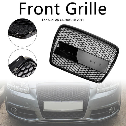 Griglia paraurti anteriore a nido d'ape nera Audi A6 C6 Facelift 2008-2011