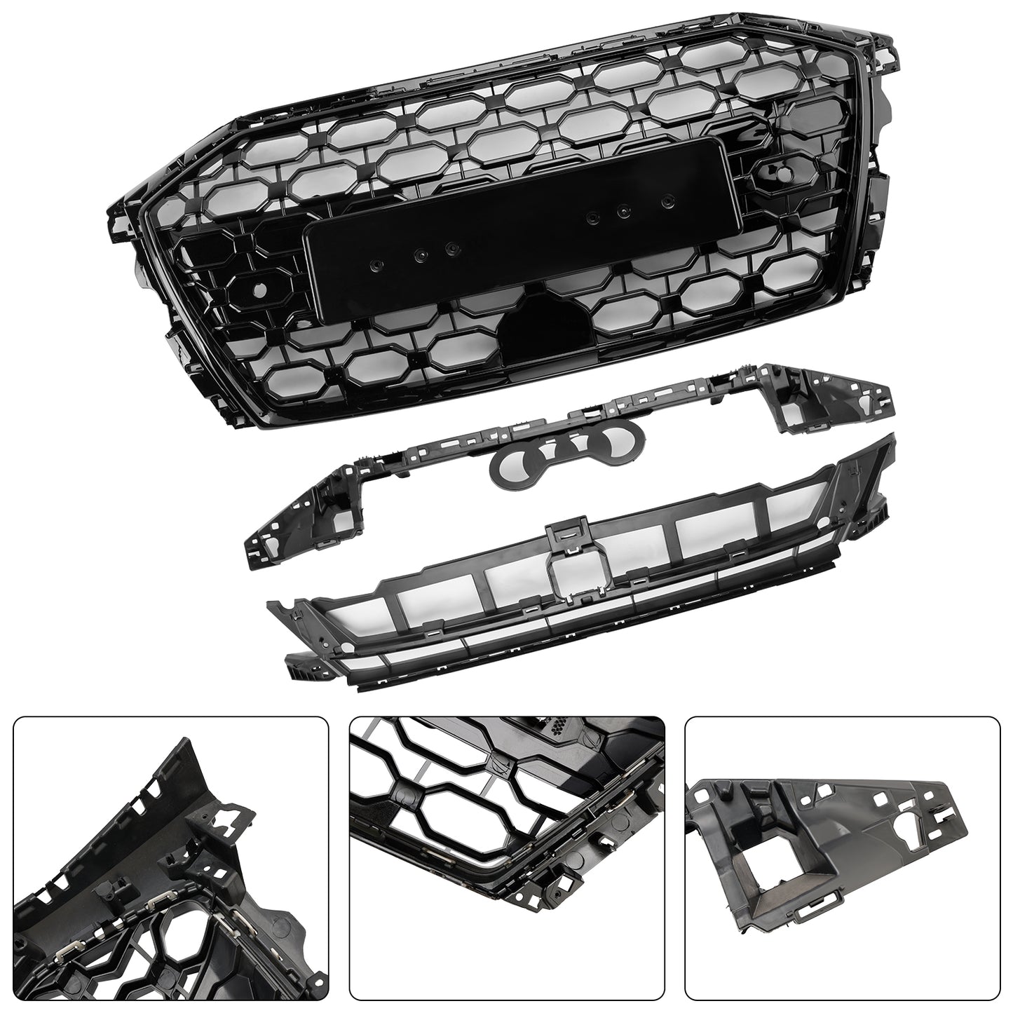 Griglia sostitutiva nera a nido d'ape per paraurti anteriore stile Audi A3/A3 Sline/S3 RS3 2020-2024