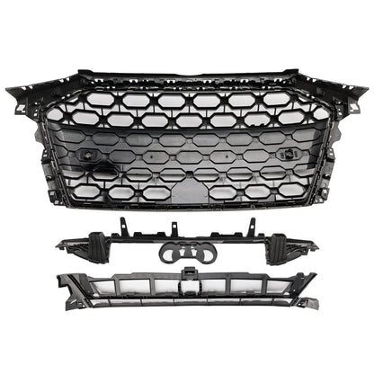 Griglia sostitutiva nera a nido d'ape per paraurti anteriore stile Audi A3/A3 Sline/S3 RS3 2020-2024