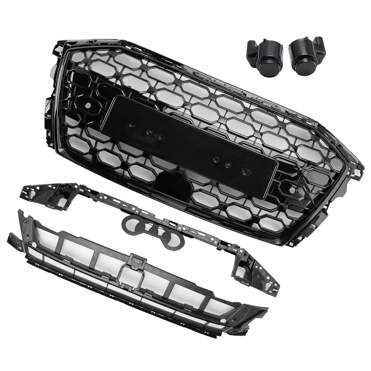 Griglia sostitutiva nera a nido d'ape per paraurti anteriore stile Audi A3/A3 Sline/S3 RS3 2020-2024