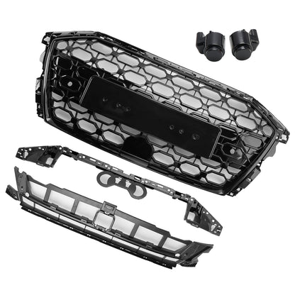 Griglia sostitutiva nera a nido d'ape per paraurti anteriore stile Audi A3/A3 Sline/S3 RS3 2020-2024