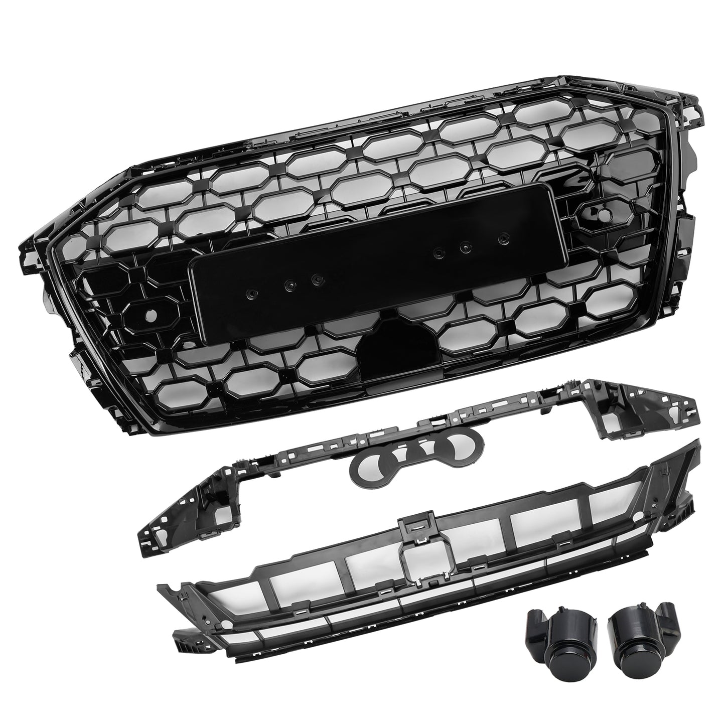 Griglia sostitutiva nera a nido d'ape per paraurti anteriore stile Audi A3/A3 Sline/S3 RS3 2020-2024