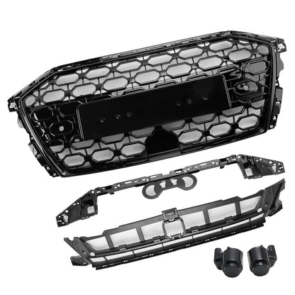 Griglia sostitutiva nera a nido d'ape per paraurti anteriore stile Audi A3/A3 Sline/S3 RS3 2020-2024