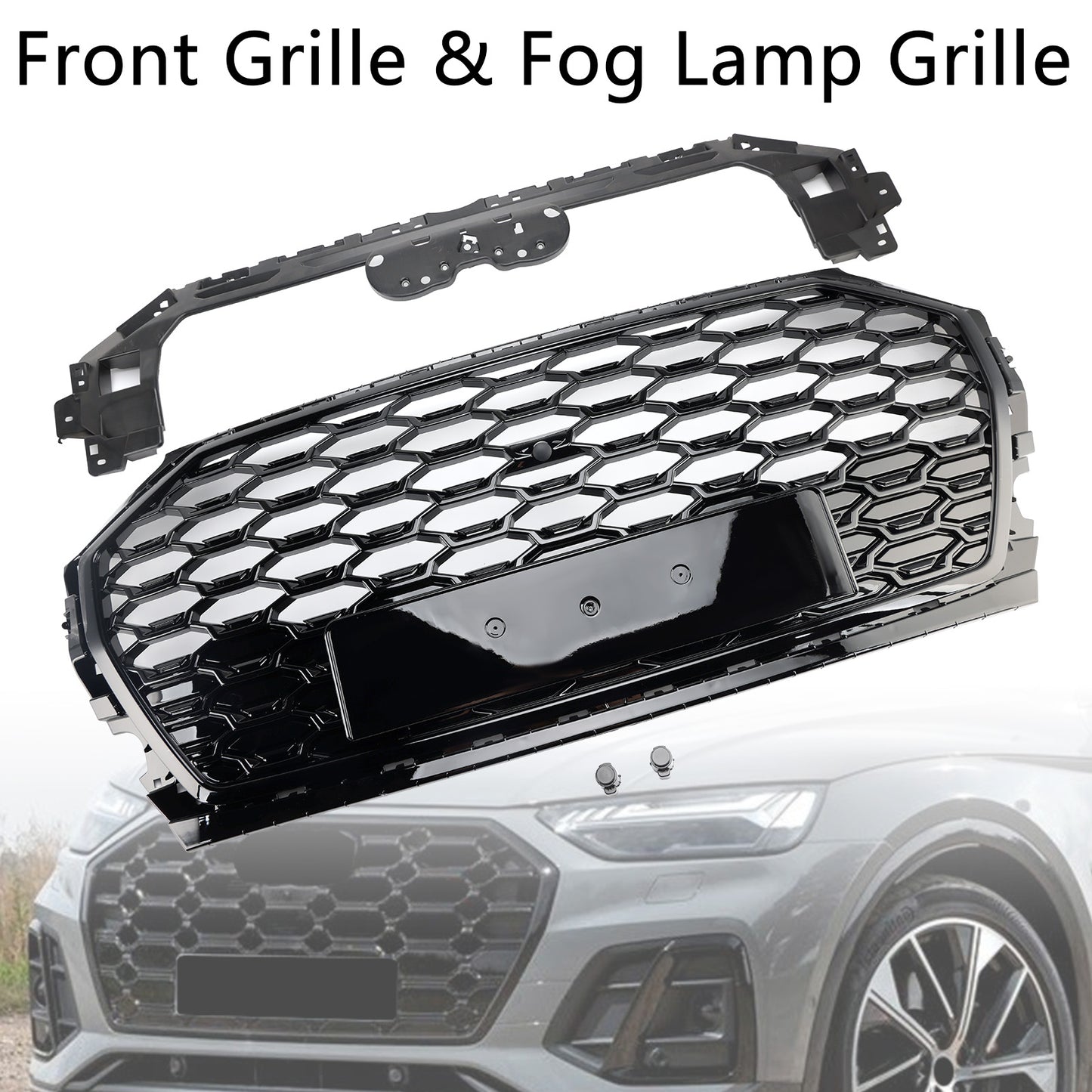 Griglia paraurti anteriore Audi Q5 2021-2025 griglia a nido d'ape e copertura fendinebbia