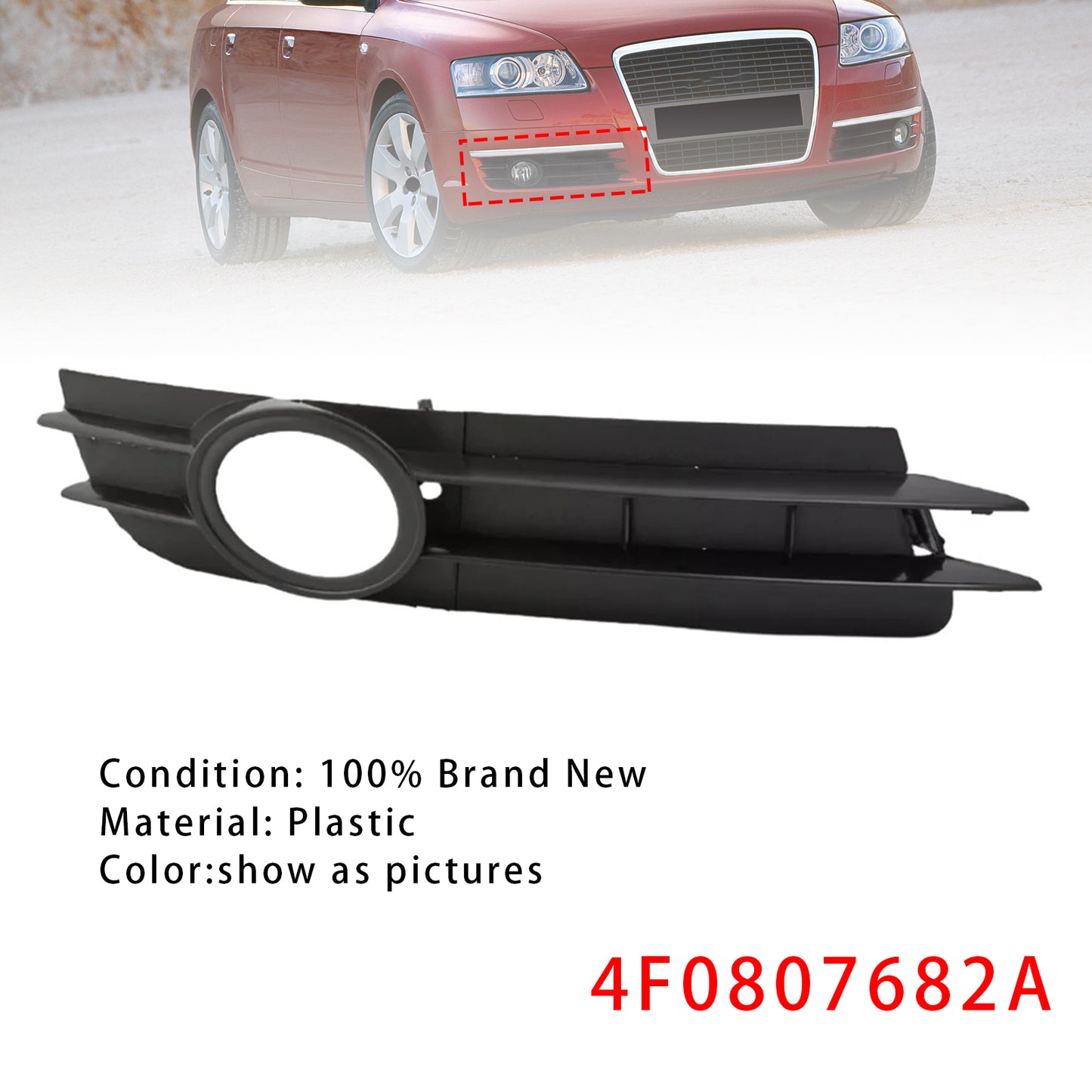 Griglia di copertura del fendinebbia lato destro per Audi A6 C6 2005-2008 4F0807682A