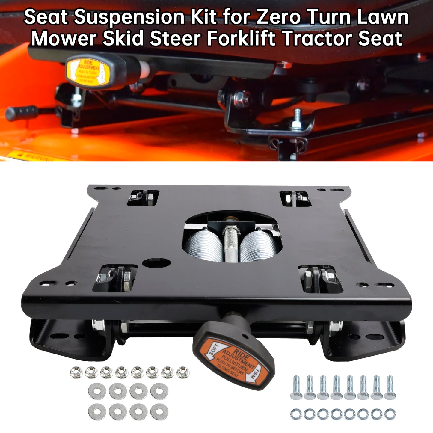Kit di sospensione del sedile per trattore, tosaerba, carrello elevatore e minipala con raggio di sterzata zero
