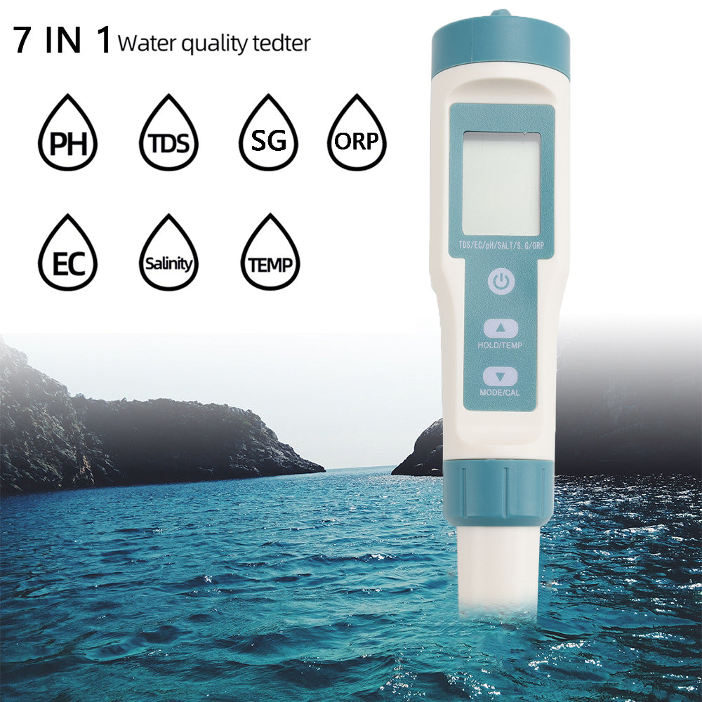 7 in 1 Digital Salinity PH TDS TEMP SG EC ORP Tester Misuratore di monitoraggio della qualità dell'acqua