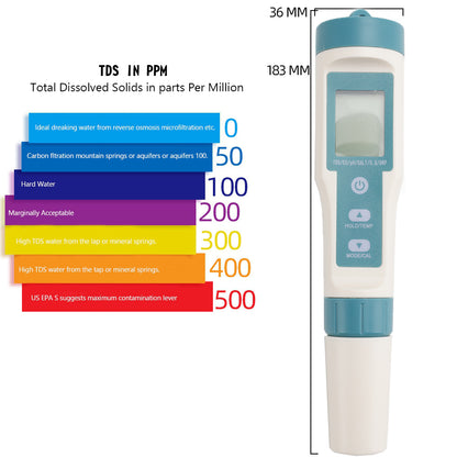 7 in 1 Digital Salinity PH TDS TEMP SG EC ORP Tester Misuratore di monitoraggio della qualità dell'acqua