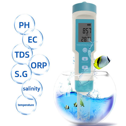 7 in 1 Digital Salinity PH TDS TEMP SG EC ORP Tester Misuratore di monitoraggio della qualità dell'acqua