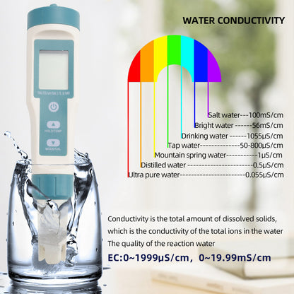 7 in 1 Digital Salinity PH TDS TEMP SG EC ORP Tester Misuratore di monitoraggio della qualità dell'acqua