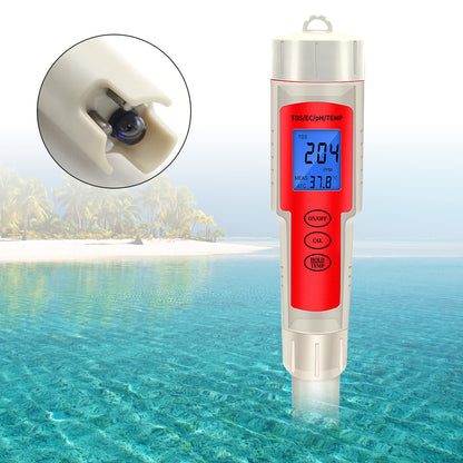 Tester per analisi della qualità dell'acqua con penna digitale 4In1 PH/TDS/EC/temperatura