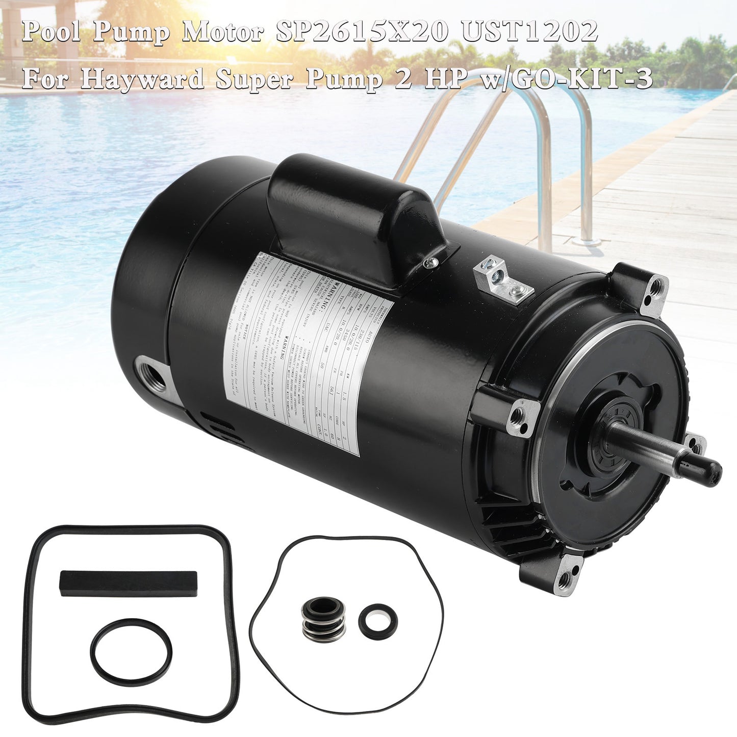 Motore pompa piscina SP2615X20 UST1202 per pompa Hayward Super 2 HP con GO-KIT-3