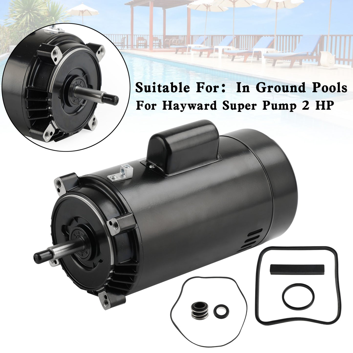 Motore pompa piscina SP2615X20 UST1202 per pompa Hayward Super 2 HP con GO-KIT-3