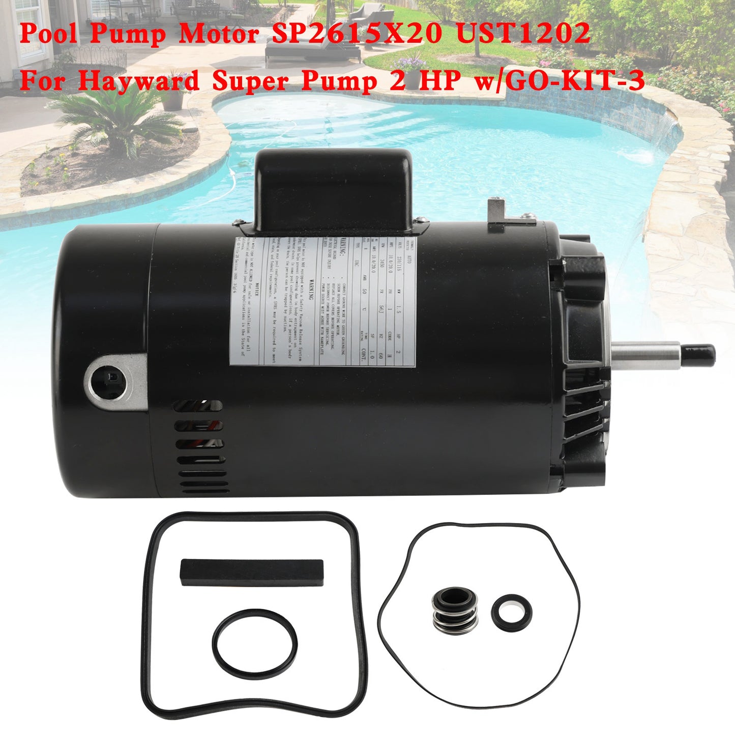 Motore pompa piscina SP2615X20 UST1202 per pompa Hayward Super 2 HP con GO-KIT-3