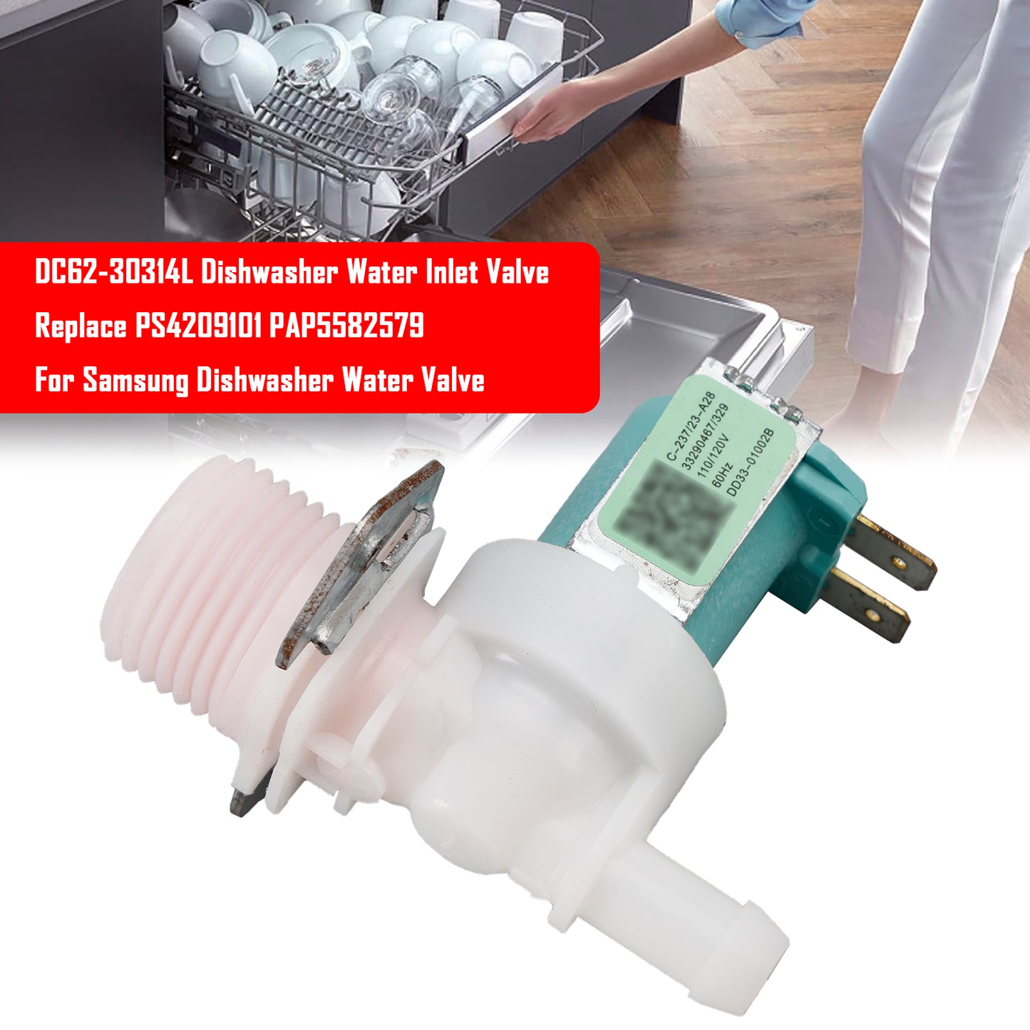 DC62-30314L Valvola di ingresso acqua per lavastoviglie per Samsung AP5582579 PS4209101