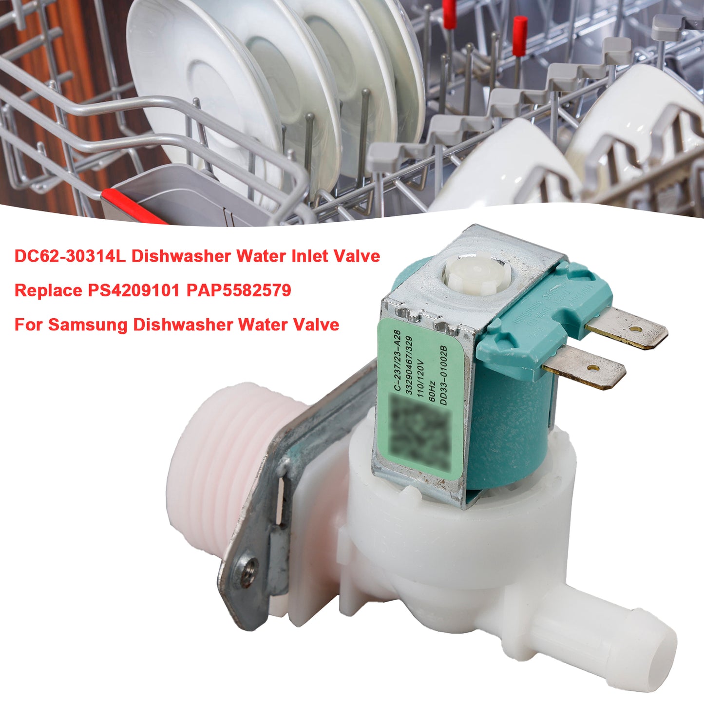 DC62-30314L Valvola di ingresso acqua per lavastoviglie per Samsung AP5582579 PS4209101