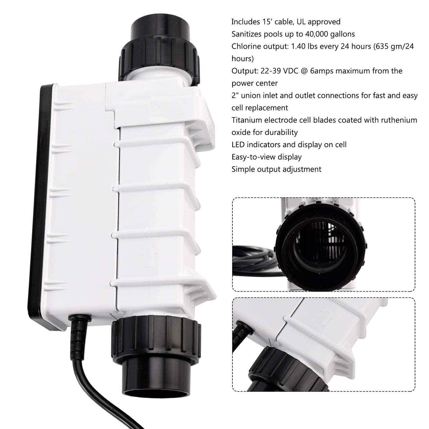 Generatore di cloro a celle di sale di ricambio IC40 EC-520555 per piscine interrate