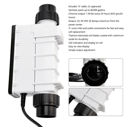 Generatore di cloro a celle di sale di ricambio IC40 EC-520555 per piscine interrate