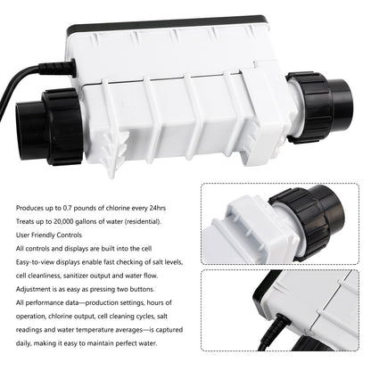 IC20 EC-520554 Cloratore di sale disinfettante per piscine di acqua salata da 20.000 galloni