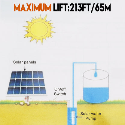 Pompa sommergibile per pozzo profondo da 3 "24 V 350 W MPPT a vite solare in acciaio