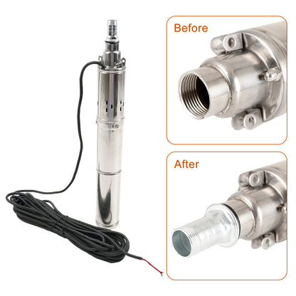 Pompa sommergibile per pozzo profondo da 3 "24 V 350 W MPPT a vite solare in acciaio
