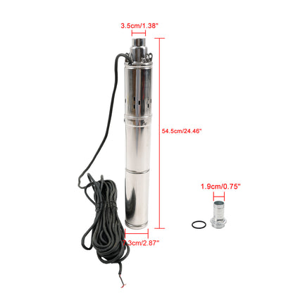 Pompa sommergibile per pozzo profondo da 3 "24 V 350 W MPPT a vite solare in acciaio