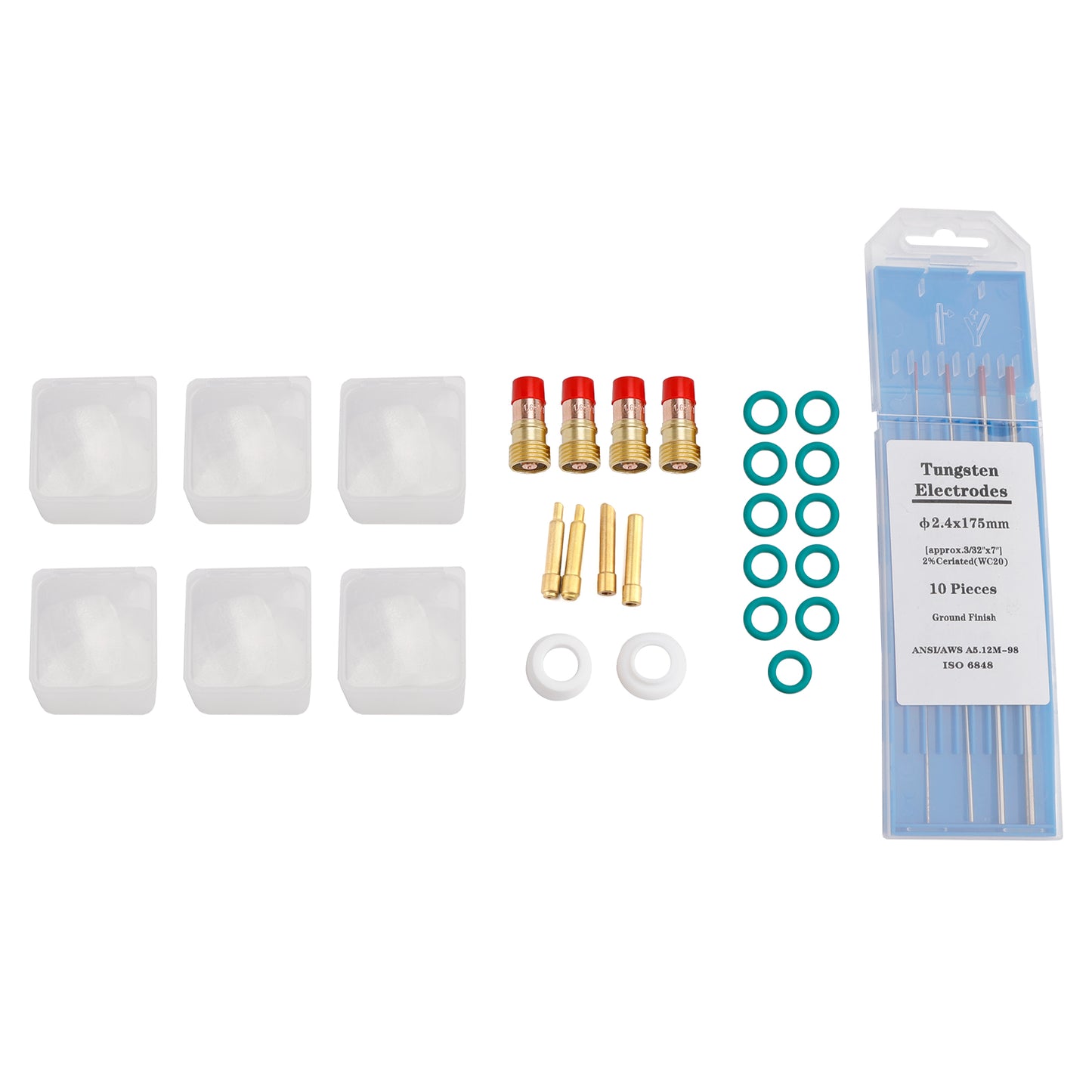 30Pcs TIG Welding Stubby Gas Lens Pyrex Cup Kit Adatto per torcia Tig WP-17/18/26