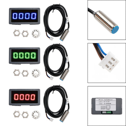 Contagiri 4 LED digitale Tach RPM Speed Meter + Sensore interruttore di prossimità Hall NPN