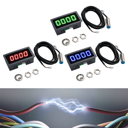 Contagiri 4 LED digitale Tach RPM Speed Meter + Sensore interruttore di prossimità Hall NPN