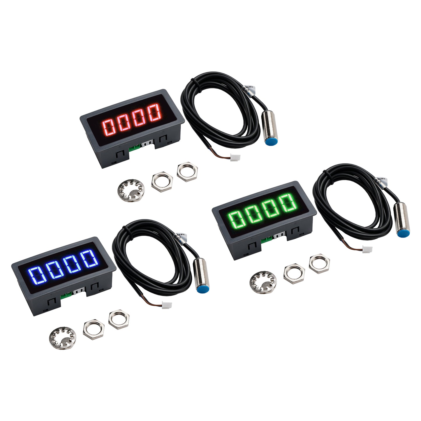 Contagiri 4 LED digitale Tach RPM Speed Meter + Sensore interruttore di prossimità Hall NPN