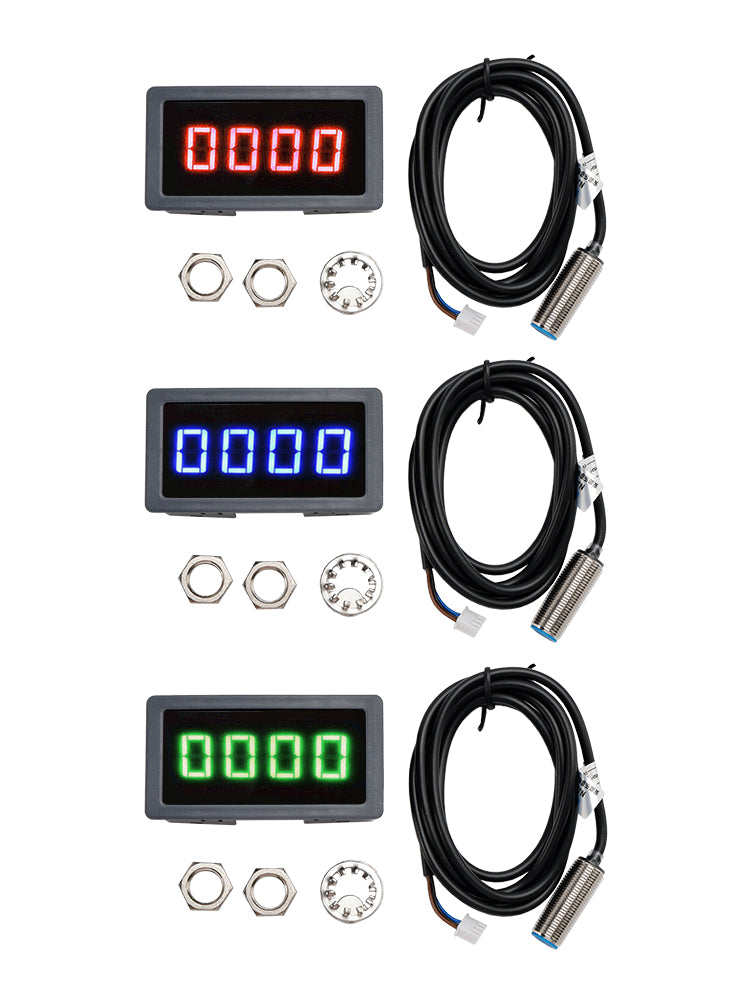 Contagiri 4 LED digitale Tach RPM Speed Meter + Sensore interruttore di prossimità Hall NPN