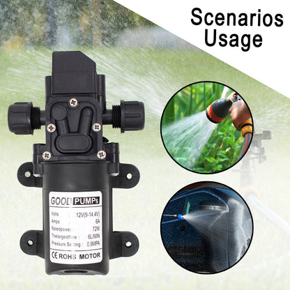 Interruttore automatico della pompa autoadescante dell'acqua del diaframma ad alta pressione di 130Psi Dc12V 72W