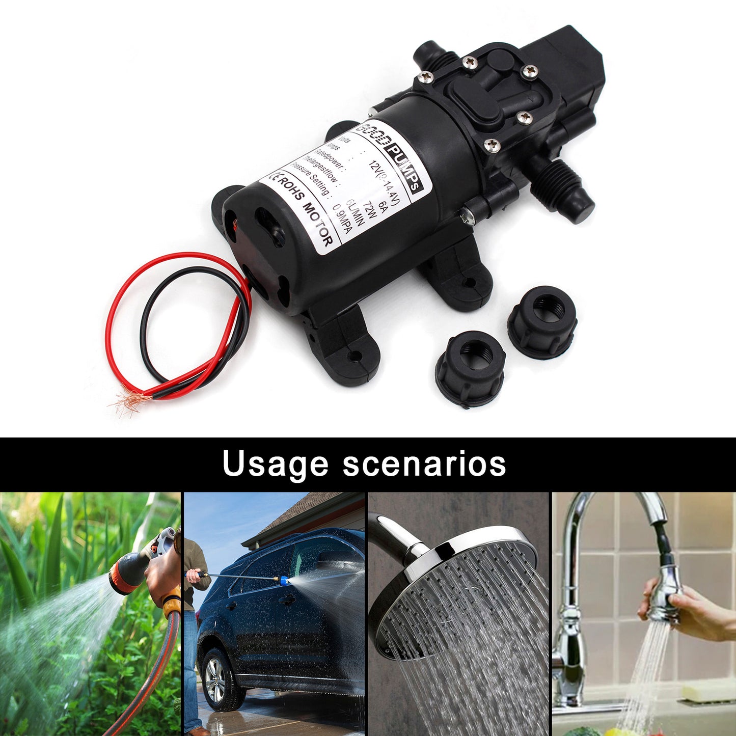 Interruttore automatico della pompa autoadescante dell'acqua del diaframma ad alta pressione di 130Psi Dc12V 72W